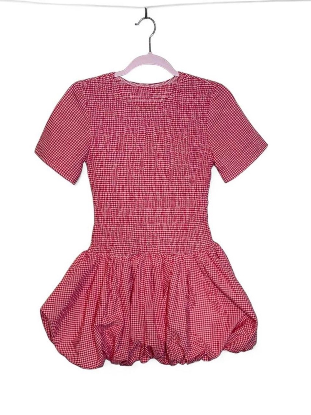 Red and white gingham cute mini bubble dress small